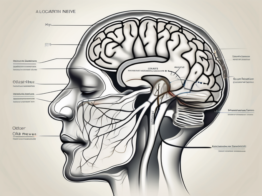 The olfactory nerve in relation to the nose and brain