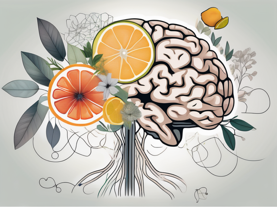 A stylized human brain highlighting the olfactory nerve