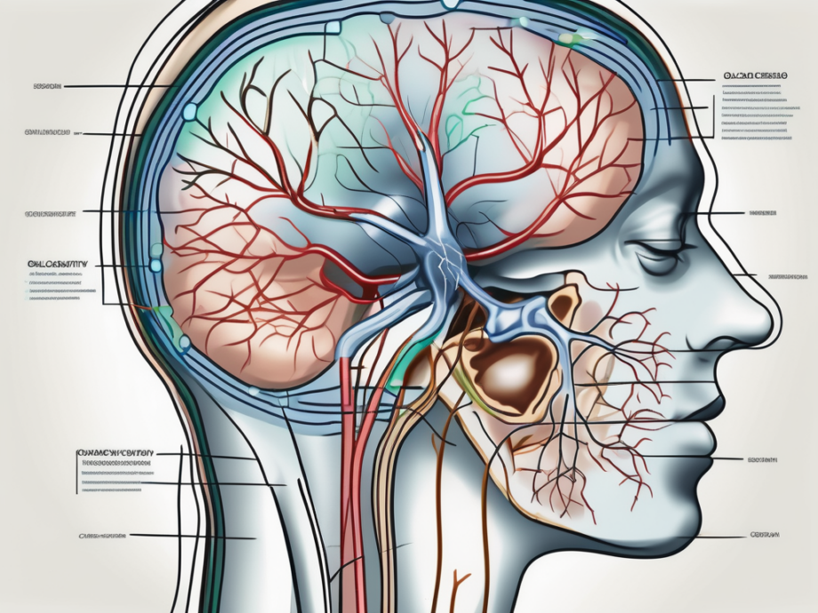 The olfactory nerve system with a focus on the damaged area